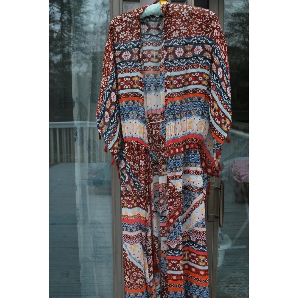 Agua Bendita Sienna Story Sam Maxi Tunic One Size Fits All Cover Up Kimono